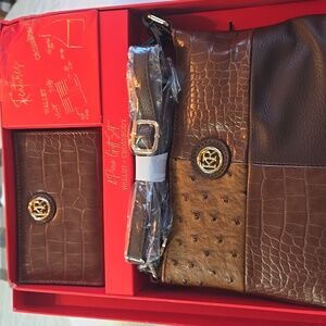 Kim Rogers Crossbody Bag with Mini Wallet Brown